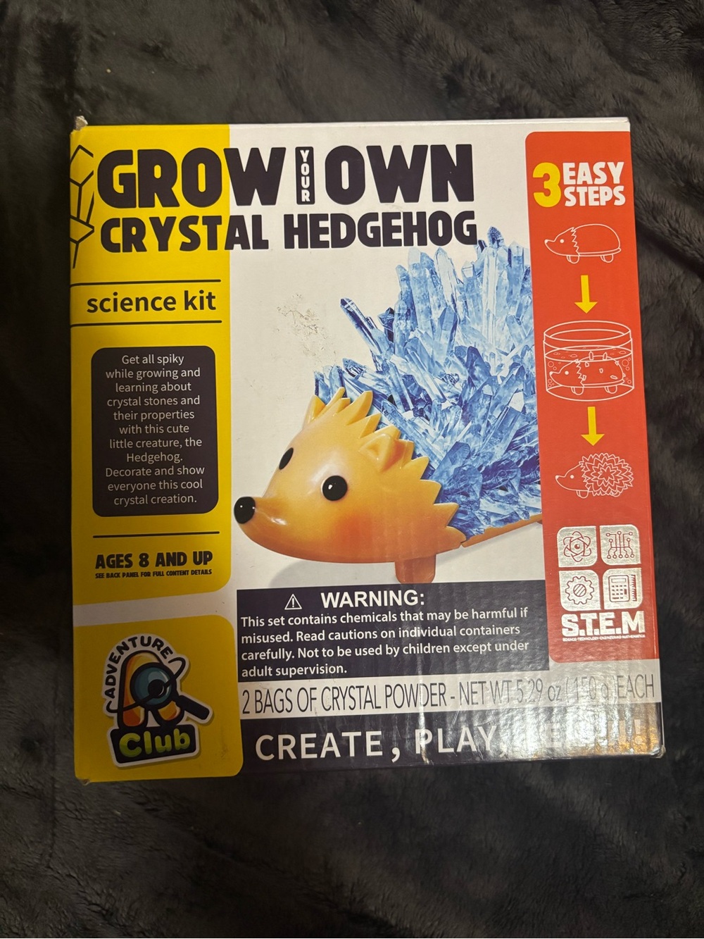 Grow Your Own Crystal Hedgehog Science Kit - Yellow